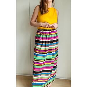 Women's Maxi Skirt Vintage 60's Candy Striped Size S-4 Happy Fun Summer Vibes
